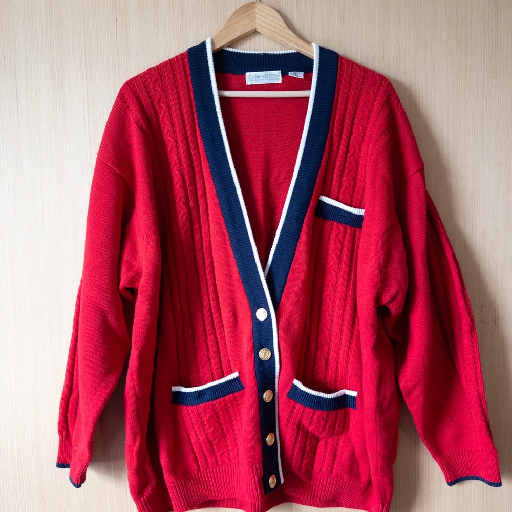 Vintage nautical plus size cardigan by Elisabeth by‎ Liz Claiborne